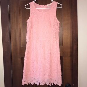 Pink mini dress with Floral/Daisy overlay size small